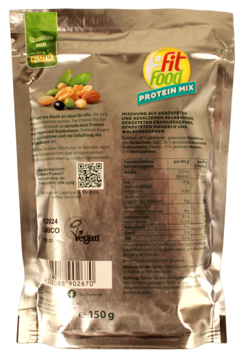 Kluth Fit Food Protein Mix Nussmischung, 5 x 150g Beutel
