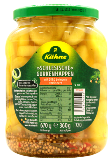 Kühne Schlesische Gurkenhappen, 6 x 360g Glas