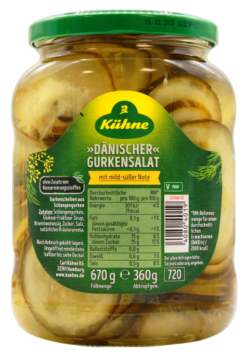 Kühne Dänischer Gurkensalat, 6 x 360g Glas