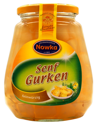 Nowka Senf Gurken feinwürzig, 5 x 340g Glas