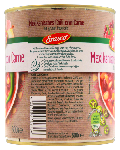 Erasco Mexikanisches Chili con Carne, 6 x 800g Dose