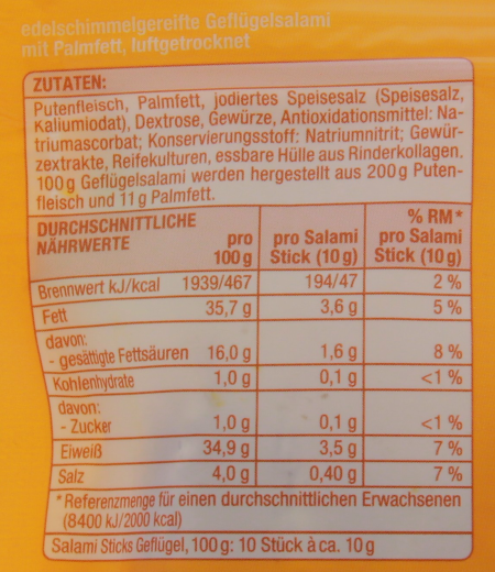 Gut & Günstig Salami Sticks Geflügel, 8 x 100g Beutel