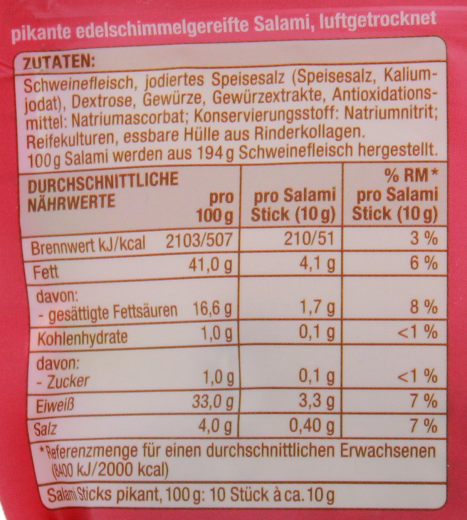 Gut & Günstig Salami Sticks pikant, 8 x 100g Beutel