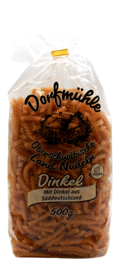 Dorfmühle Oberschwäbische Land-Nudeln Dinkel-Spiralen vegan, 6 x 500g Beutel
