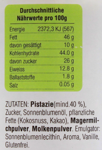 Evergreen Pistaziencreme, 1 x 500g Glas