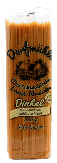Dorfmühle Oberschwäbische Land-Nudeln Dinkel-Spaghetti vegan, 10 x 500g Packung