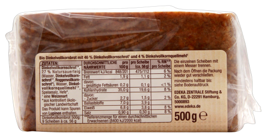 Edeka Bio Dinkelbrot, 6 x 500g Packung