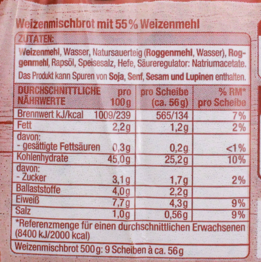 Gut & Günstig mildes Weizen Mischbrot, 7 x 500g Beutel
