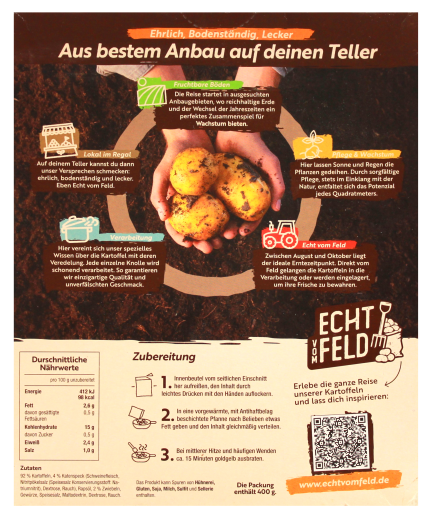 Echt vom Feld Brat-Kartoffeln mit Katenspeck, 5 x 400g Packung