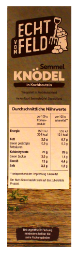 Echt vom Feld Semmel-Knödel in Kochbeuteln, 7 x 200g Packung