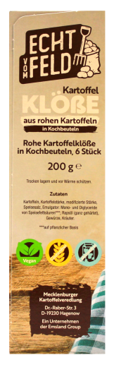 Echt vom Feld Kartoffel-Klöße aus rohen Kartoffeln, 7 x 200g Packung