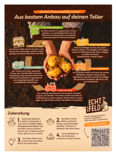 Echt vom Feld Kartoffel-Klöße halb & halb in Kochbeuteln, 7 x 200g Packung