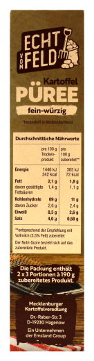 Echt vom Feld Kartoffel-Püree fein-würzig, 9 x 150g Packung