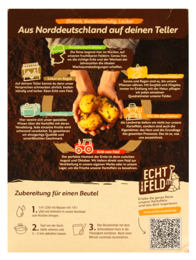 Echt vom Feld Kartoffel-Püree fein-würzig, 9 x 150g Packung