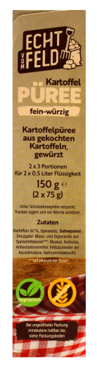 Echt vom Feld Kartoffel-Püree fein-würzig, 9 x 150g Packung