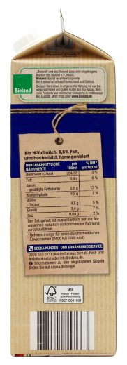 Edeka Bio H-Vollmilch 3,8% Fett, 10 x 1 l Getränkekarton
