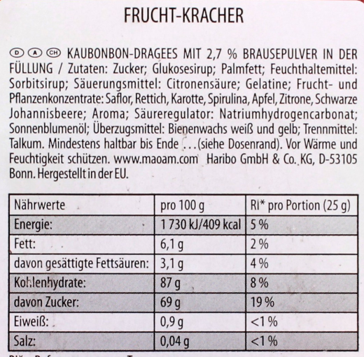Haribo Maoam Fruchtkracher 1200g Dose