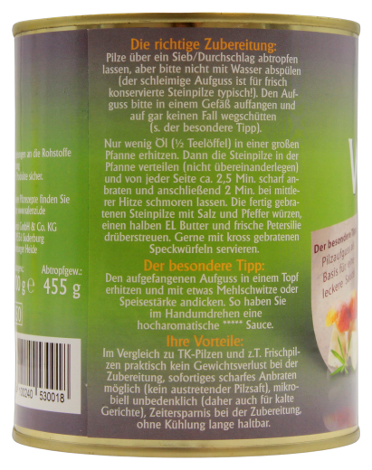 Valenzi Wildpilze Steinpilze geschnitten, 3 x 455g