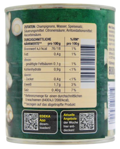 Edeka Herzstücke mini Champignons 1 Wahl ganze Köpfe, 6 x 460g Dose