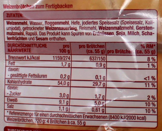 Gut & Günstig Kaiser Brötchen zum Fertigbacken, 12 x 220g Packung