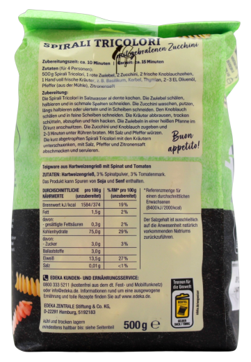 Edeka Herzstücke Spirali Tricolori N.14, 5 x 500g Beutel