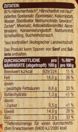Edeka Bio Geflügelwiener im zarten Saitling, 6er Pack (6 x 250g)
