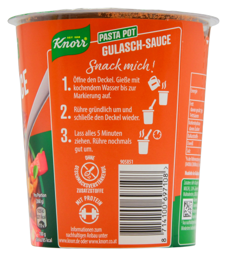 Knorr Pasta Pot Gulasch-Sauce, 8 x 60g Becher