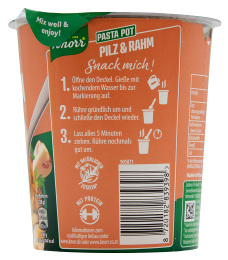 Knorr Pasta Pot Pilz & Rahm, 8 x 59g Becher