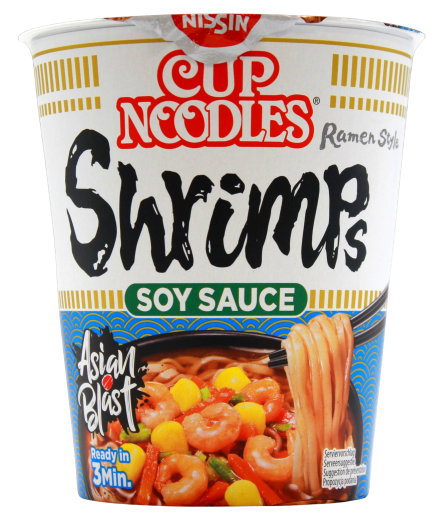Nissin Cup Noodles Shrimps Soy Sauce, 8 x 63g Becher