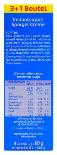 Heisse Tasse Spargel Creme, 9 x 60g Packung