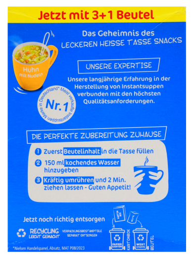 Heisse Tasse Huhn mit Nudeln, 9 x 48.4g Packung