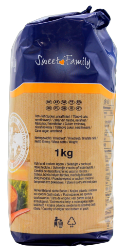 Sweet Family Roh-Rohrzucker unraffiniert, 5 x 1 kg Packung