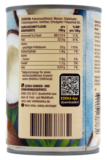 Edeka Herzstücke cremige Kokosmilch, 6 x 400ml Dose