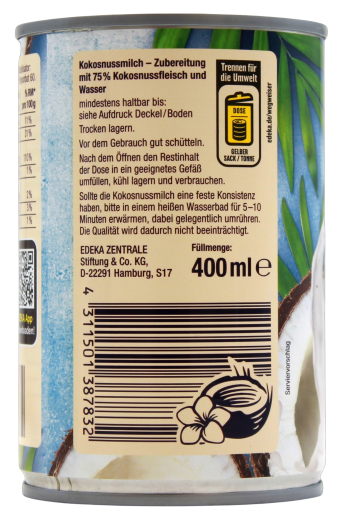 Edeka Herzstücke cremige Kokosmilch, 6 x 400ml Dose