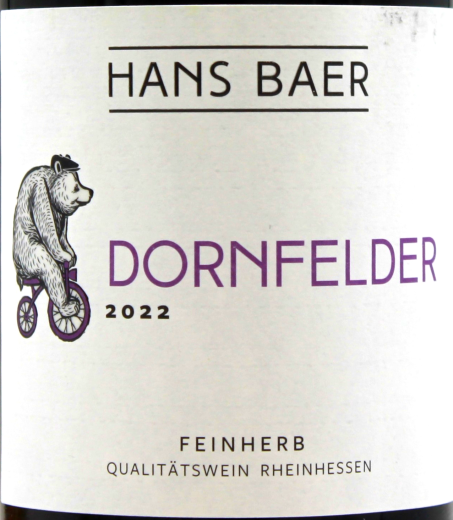 Hans Baer Dornfelder Rotwein feinherb 10.5% vol., 6 x 0.75 l Flasche