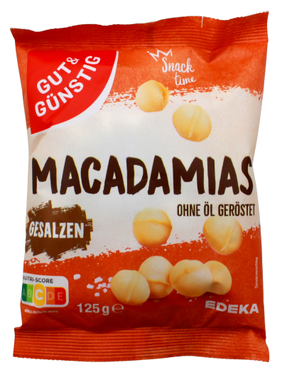 Gut & Günstig Macadamias gesalzen und geröstet, 8 x 125g Beutel