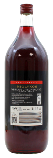 Grecikos Imiglykos Rotwein lieblich 11% vol., 6 x 2 l Flasche