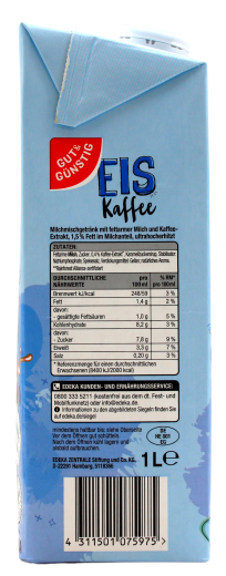 Gut & Günstig Eiskaffee, 8 x 1 l Getränkekarton