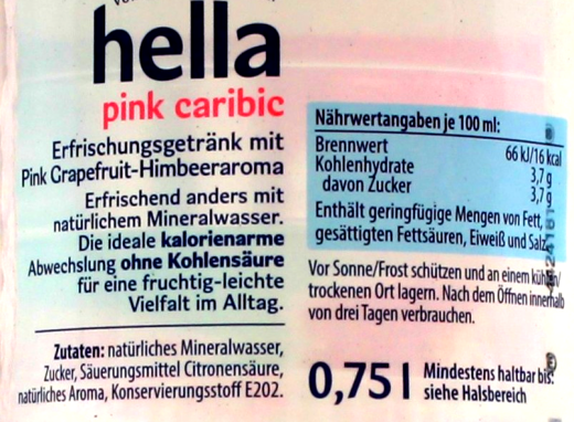 hella Caribic Pink aromatisiertes Wasser, 12 x 0.75 l Flasche EINWEG