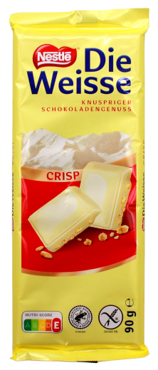 Nestle Die Weiße Crisp Schokolade, 18 x 90g Tafel