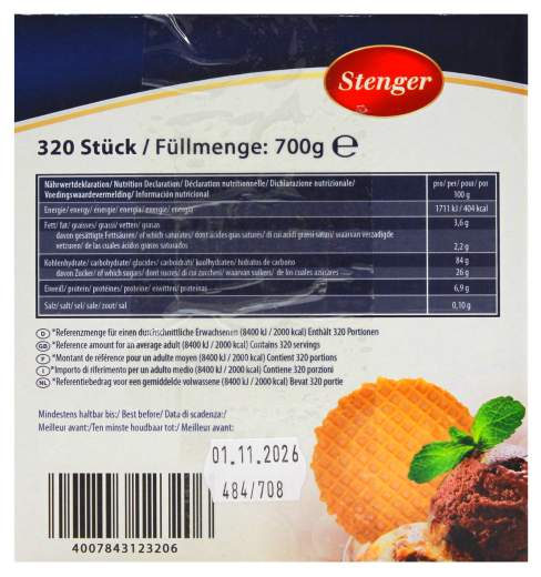Stenger Waffel-Krossis knusprig fein, 1 x 700g Karton