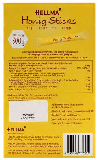 Hellma Honig Sticks, 1 x 800g Karton