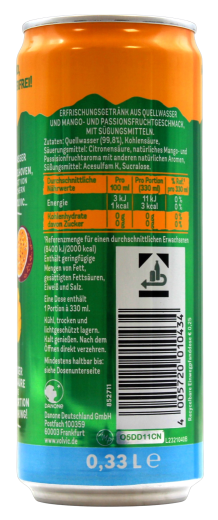 Volvic Touch Spritz Mango Passionsfrucht Zero, 12 x 0.33 l Dose EINWEG