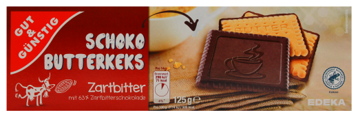 Gut & Günstig Schoko-Butterkeks Zartbitter, 8 x 125g Schachtel