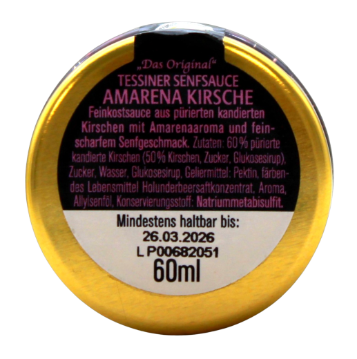 Wolfram Berge Tessinger Senfsauce Amarena-Kirsche süß-scharf, 4 x 60ml Glas