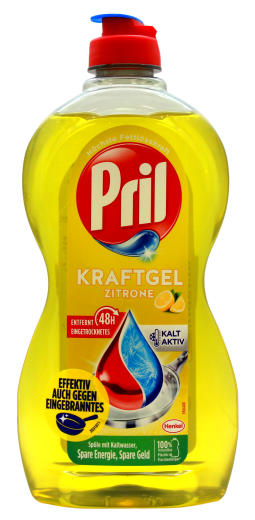 Pril Kraftgel Handgeschirrspülmittel Zitrone, 4 x 450ml Flasche
