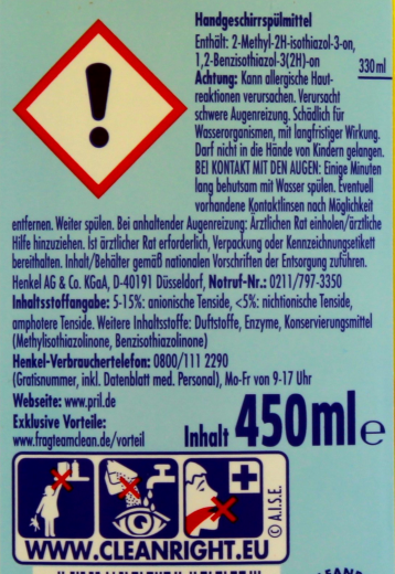 Pril Kraftgel Handgeschirrspülmittel Zitrone, 4 x 450ml Flasche