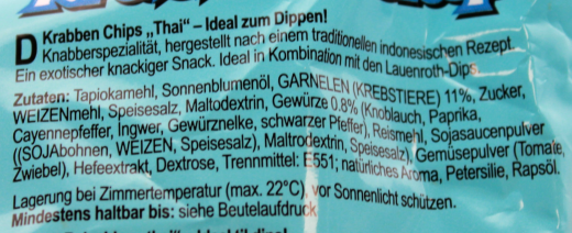 Werner Lauenroth Krabbenchips Thai-Chili, 10 x 100g Tüte