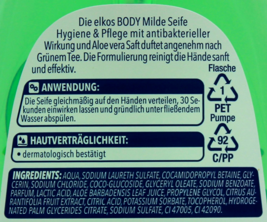 elkos Body Hygiene & Pflege milde Seife, 8 x 300ml Flasche