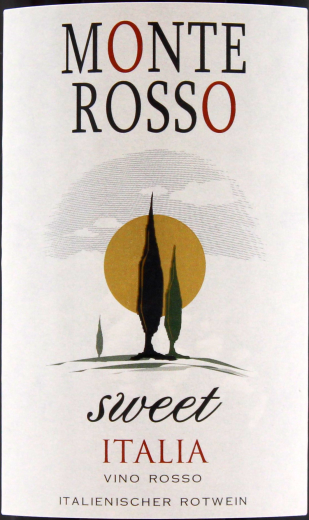 Monte Rosso Sweet Italia Rotwein lieblich 9.5% vol, 6 x 0.75 l Flasche.